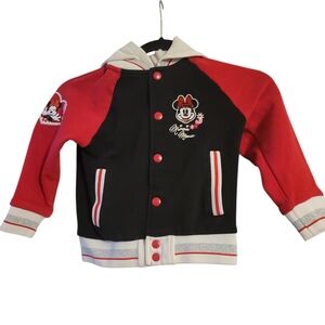 Disney Minnie Mouse Red and Black Kids Letterman Jacket